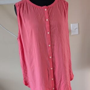 LOFT Pink Sleeveless Buttoned Blouse